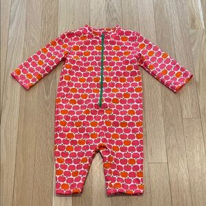 Mini Boden Pink and Red Apple Print Baby swimsuit